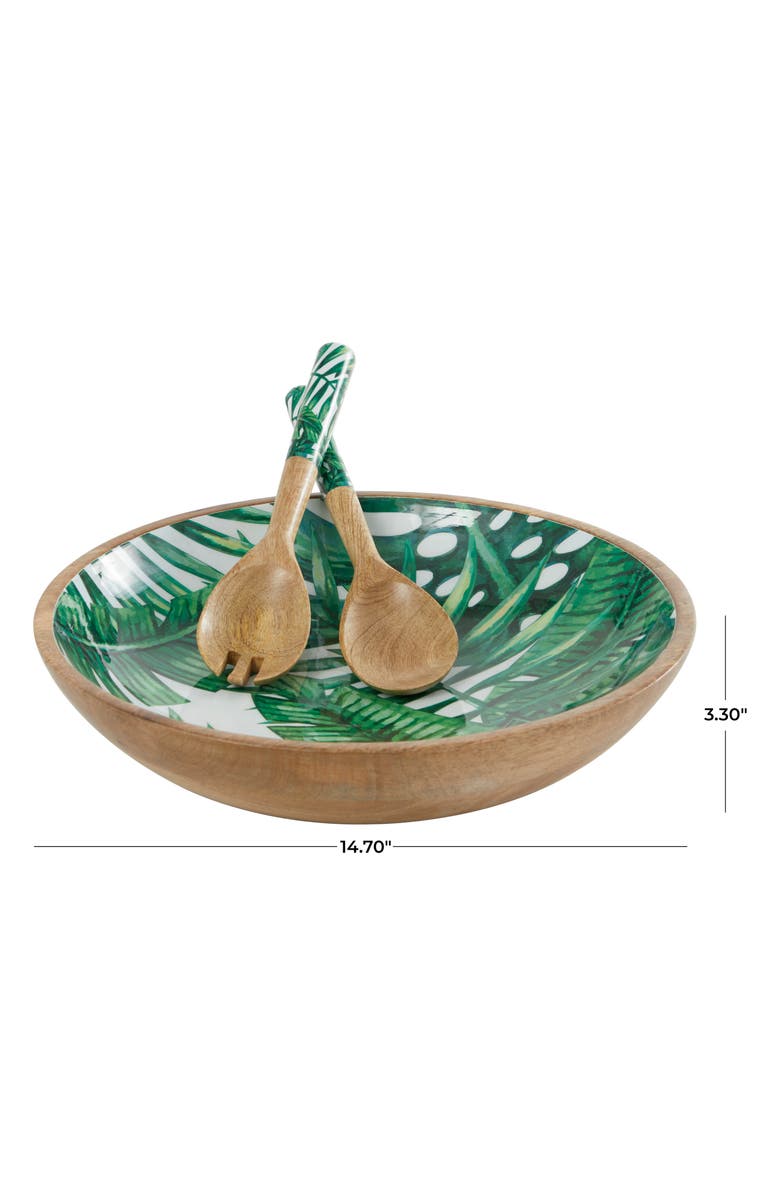 GINGER BIRCH STUDIO Palm Salad Bowl & Servers Set, Alternate, color, 