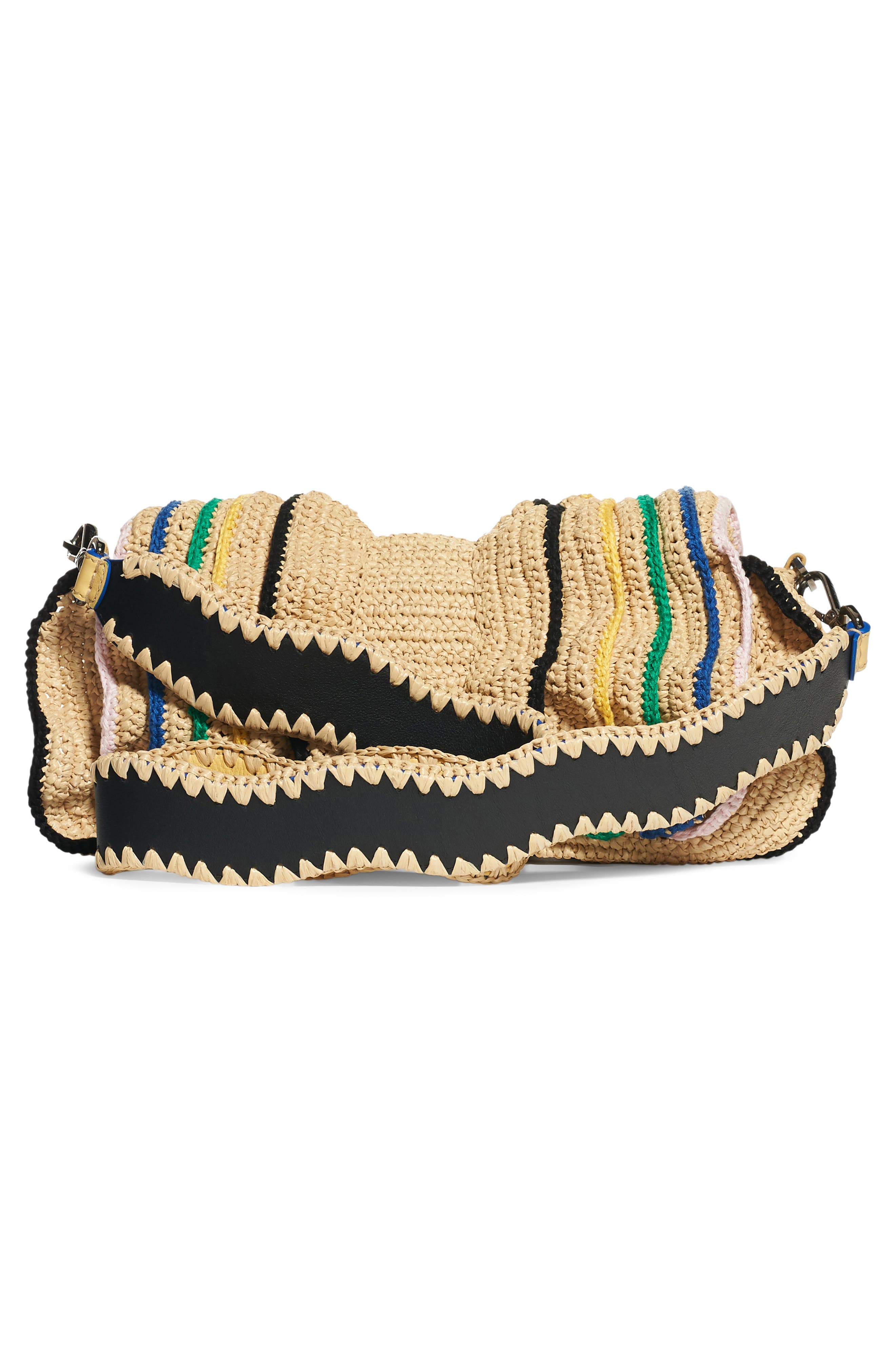 Raffia Wave Baguette, Alternate, color, NATURAL/ MULTI
