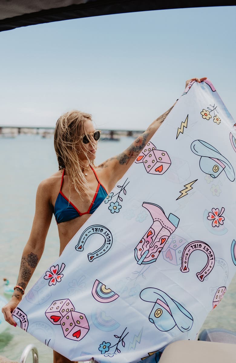Katydid Lucky Cowgirl Quick Dry Beach Towel, Alternate, color, 