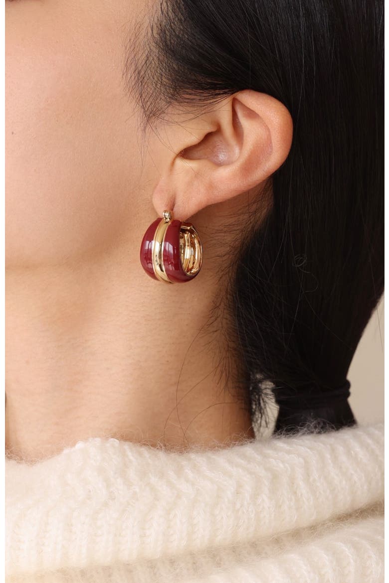 Ostuni Hoop Earrings, Alternate, color, Red & Gold