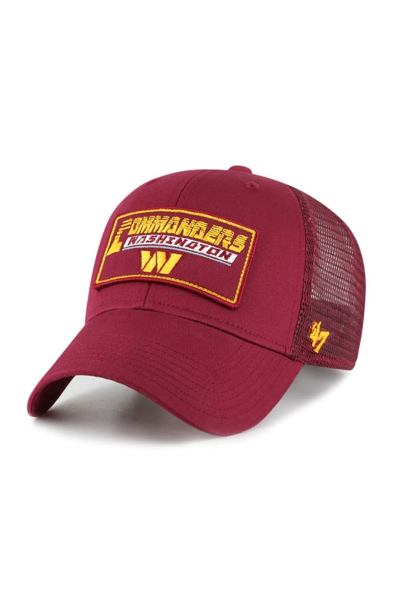 '47 Youth '47 Burgundy Washington Commanders Levee MVP Trucker Adjustable Hat, Main, color, 