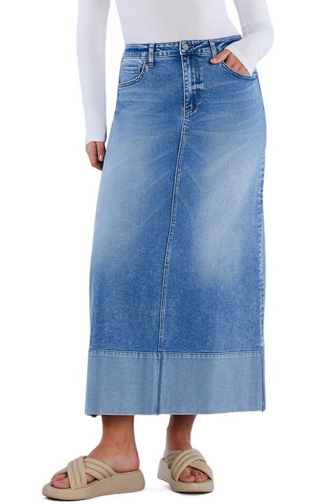 Cuffed Denim Maxi Skirt