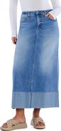 Wash Lab Denim Cuffed Denim Maxi Skirt