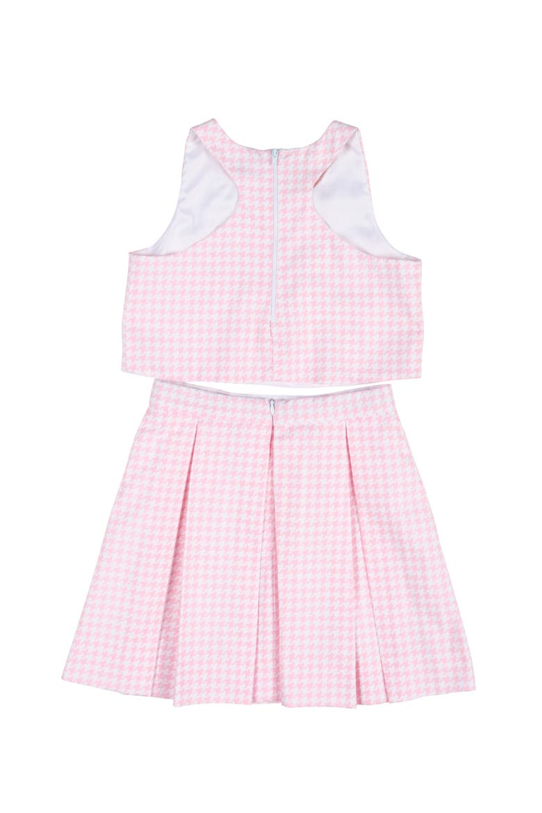 Houndstooth Top and Pleated Skirt, Alternate, color, Pink / White