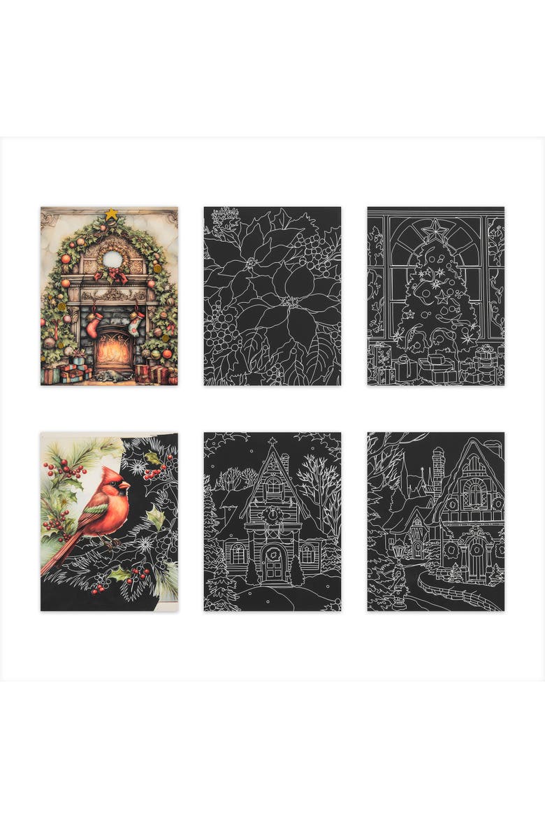 Scratch Art Paper Pad Home For The Holiday 14 6X8", Alternate, color, Multicolored