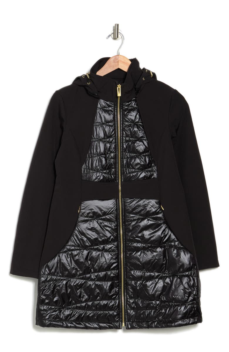 Via Spiga Elliptical Quilted Hooded Softshell Jacket, Alternate, color, 