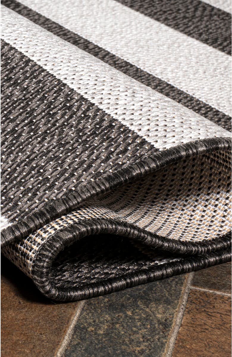 JONATHAN Y Negril Two-Tone Wide Stripe Indoor/Outdoor Area Rug, Alternate, color, Black/Cream