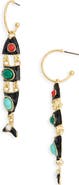 Kenneth Jay Lane Enamel Fish Drop Hoop Earrings