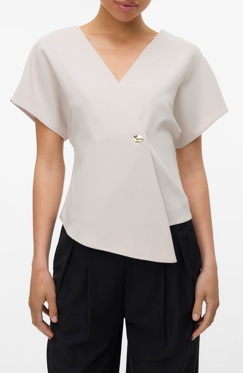 VERO MODA Sonja Short Sleeve Asymmetric Top, Main, color, Pumice Stone