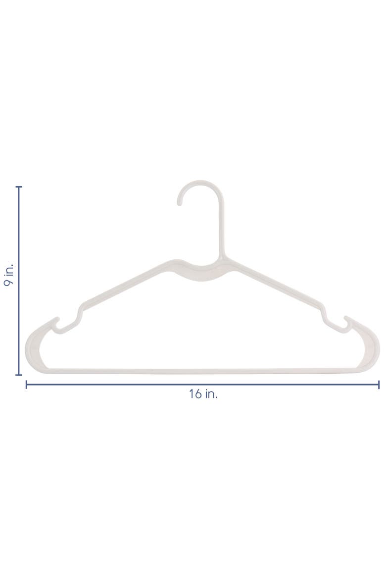 50 Piece Plastic Hanger Set with Notched Shoulders, Alternate, color, White
