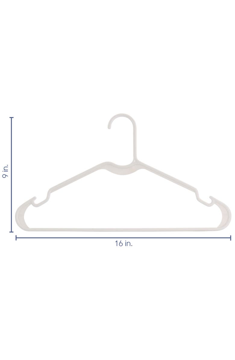 Elama Home 50 Piece Plastic Hanger Set with Notched Shoulders, Alternate, color, White