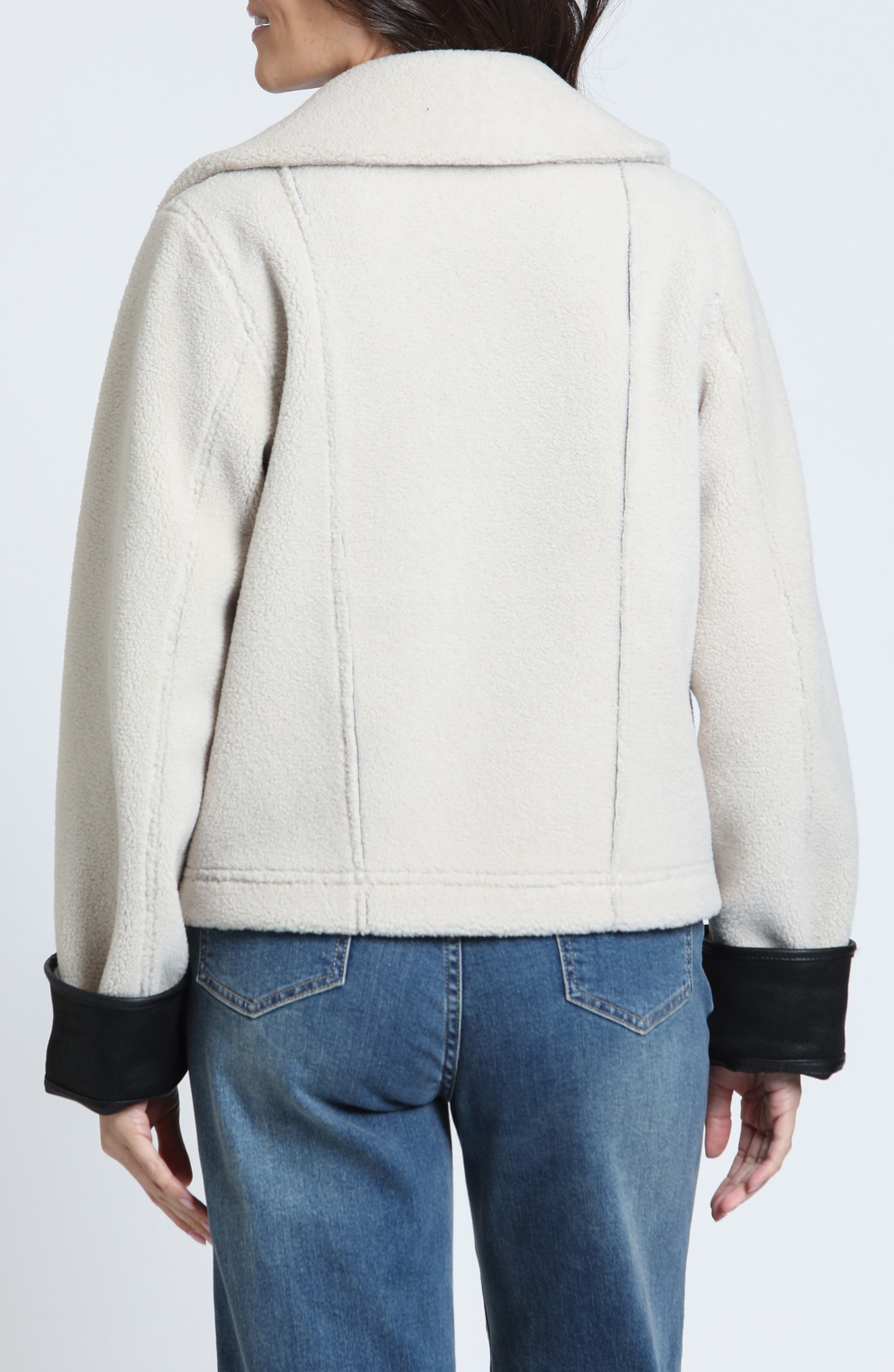 APNY Reversible Faux Leather Trim Aviator Jacket (Women) | Nordstrom