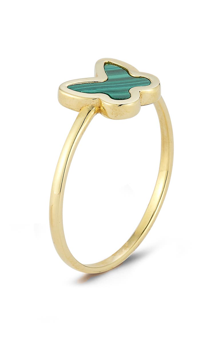 Ember Fine Jewelry 14K Gold Butterfly Malachite Ring, Alternate, color, Green/Gold