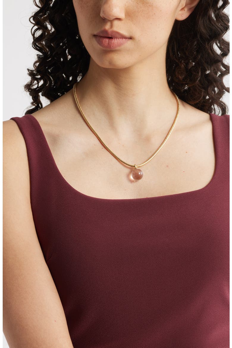 Orb Pendant Snake Chain Necklace, Alternate, color, CLEAR- GOLD