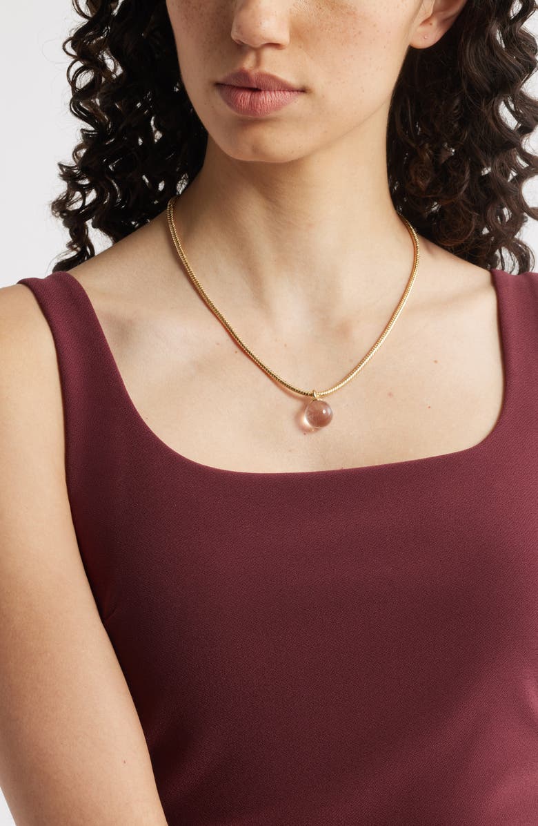 Nordstrom Orb Pendant Snake Chain Necklace, Alternate, color, Clear- Gold