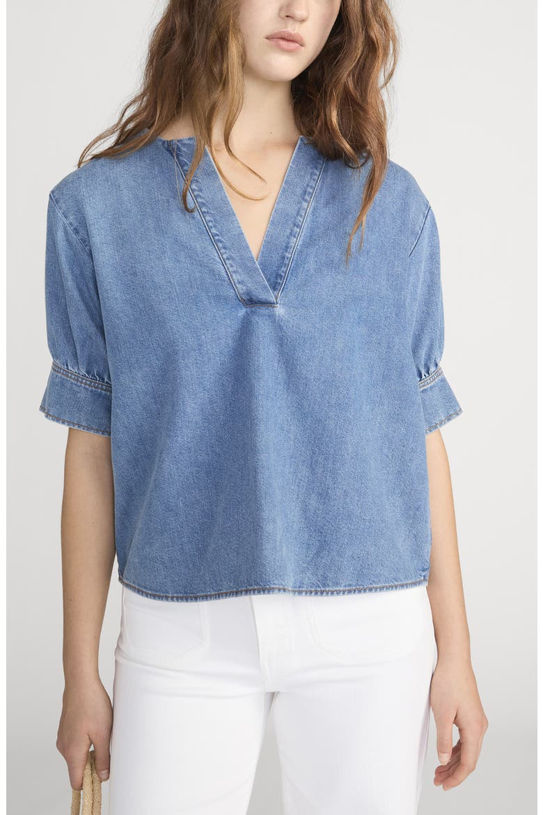V-Neck Denim Popover Top (Women) | Nordstrom