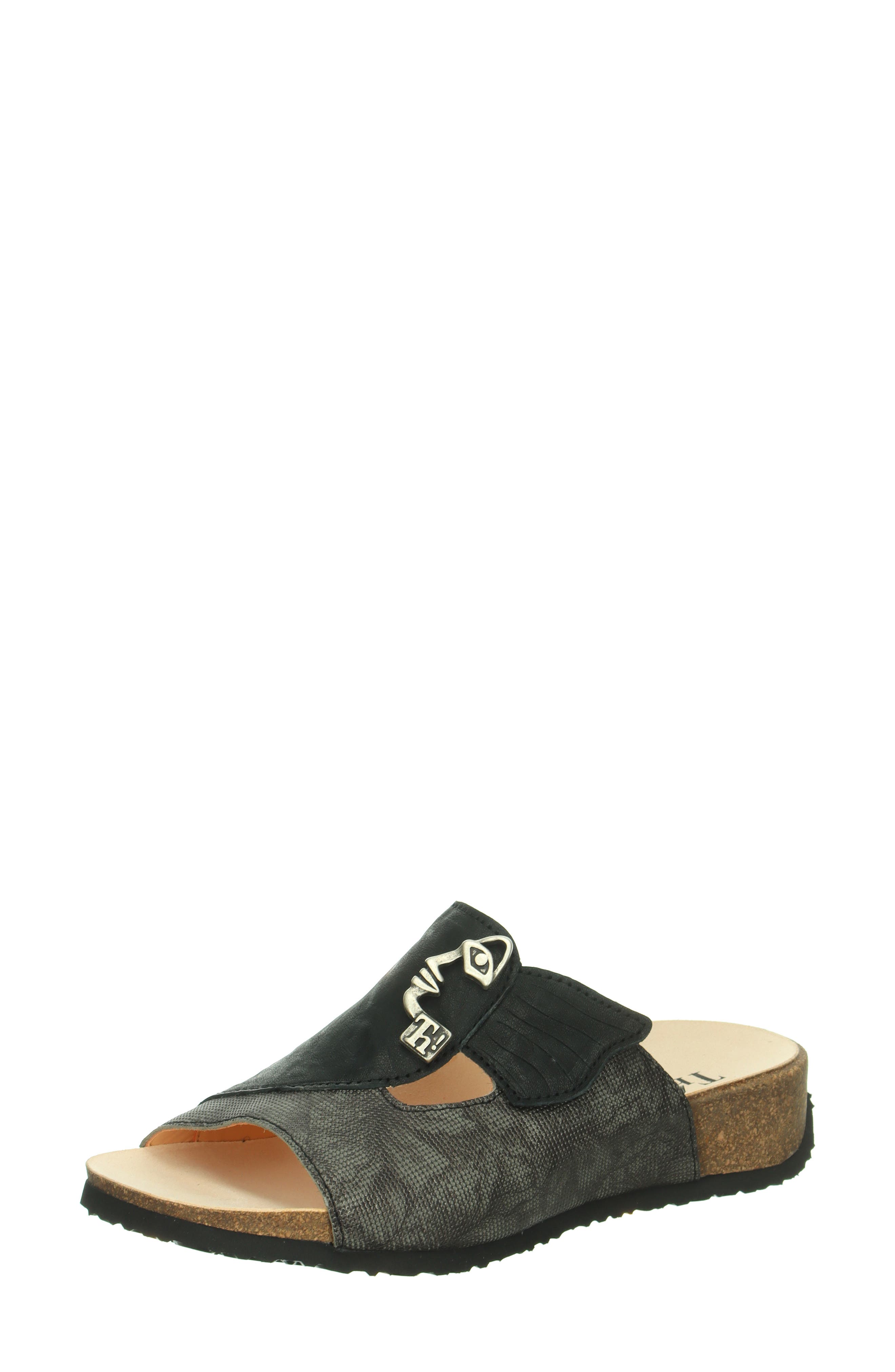 Think! 'Mizzi with Face' Sandal, Main, color, Black/ Kombi