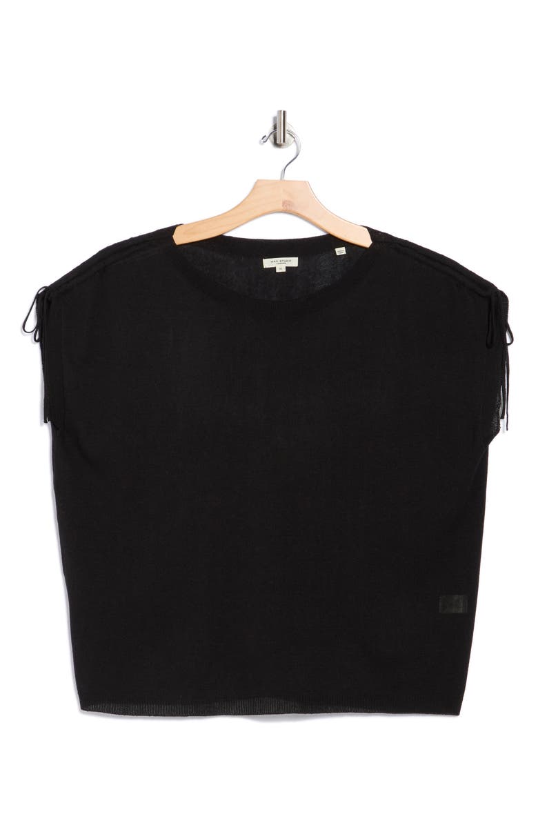 MAX STUDIO Ruched Shoulder Cap Sleeve Sweater, Alternate, color, Black