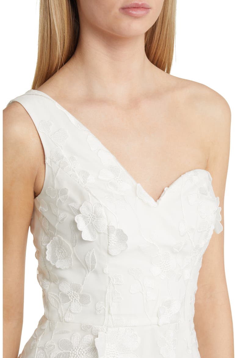 Maddie One-Shoulder Lace Minidress, Alternate, color, WHITE
