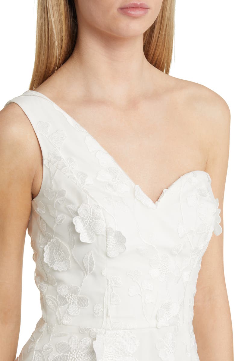 Dress the Population Maddie One-Shoulder Lace Minidress, Alternate, color, White
