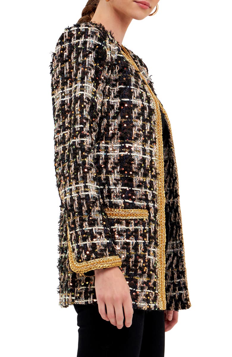 Endless Rose Premium Sequin Tweed Jacket, Alternate, color, Black Multi