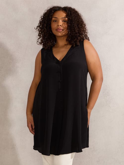 Live Unlimited Split Front Tunic In Black