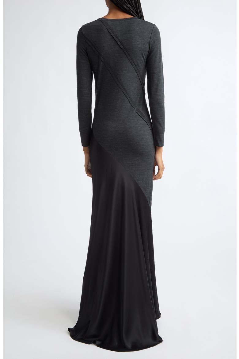 Agathe Long Sleeve Wool & Silk Maxi Dress, Alternate, color, CHARCOAL MELANGE