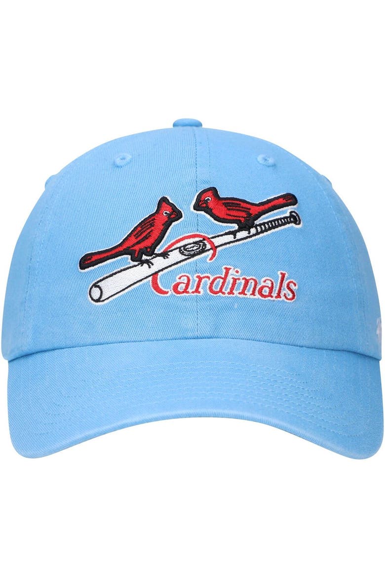 Men's '47 Light Blue St. Louis Cardinals Logo Cooperstown Collection Clean Up Adjustable Hat, Alternate, color, Light Blue