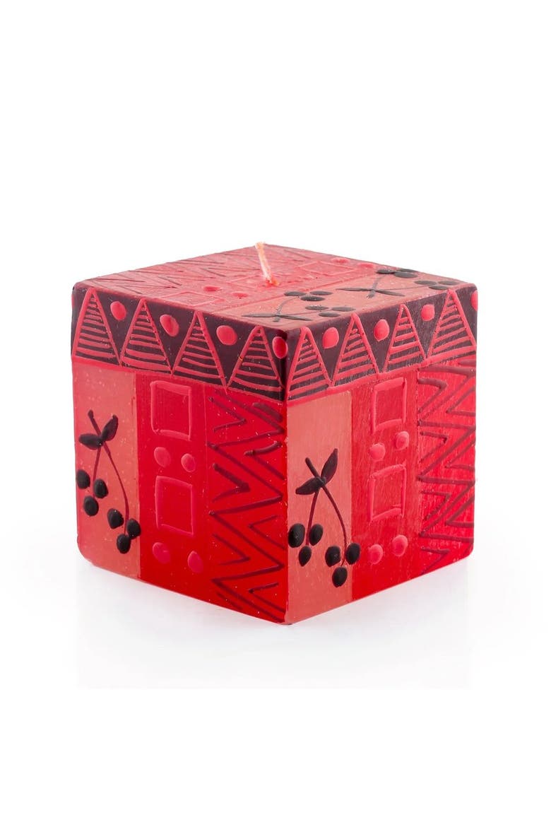 Berry Blaze Painted Cube Candle, Main, color, Berry Blaze - 3x3x3"