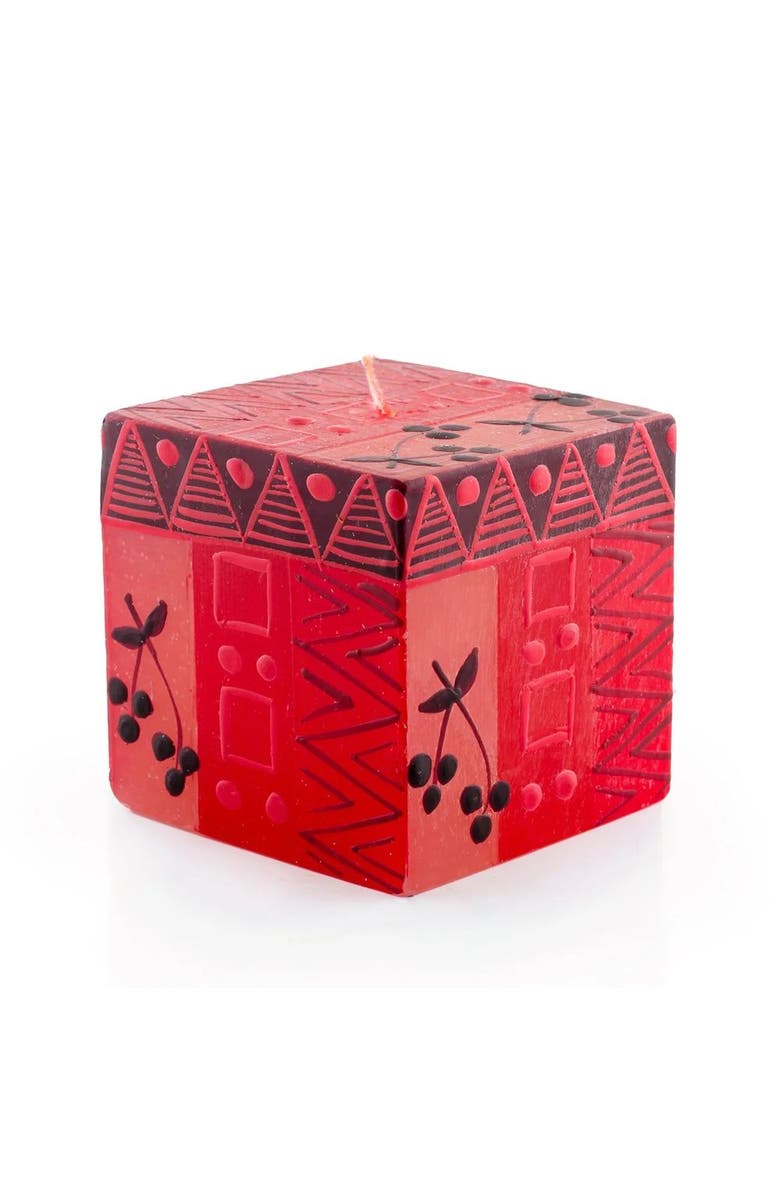 Thumbprint Artifacts Berry Blaze Painted Cube Candle, Main, color, Berry Blaze - 3X3x3"