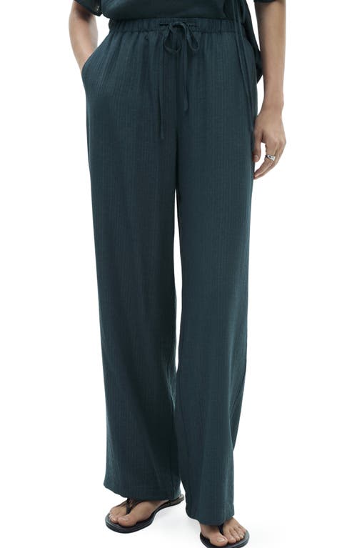 Mango Drawstring Waist Straight Leg Pants In Night Blue
