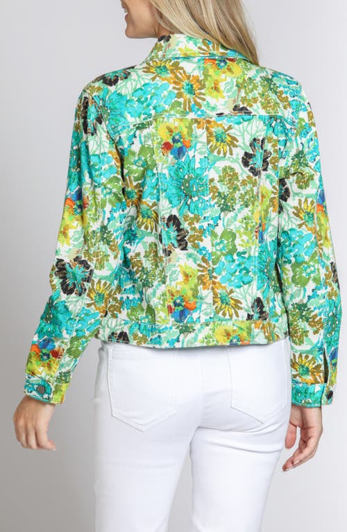 Apny Print Denim Jacket In Green
