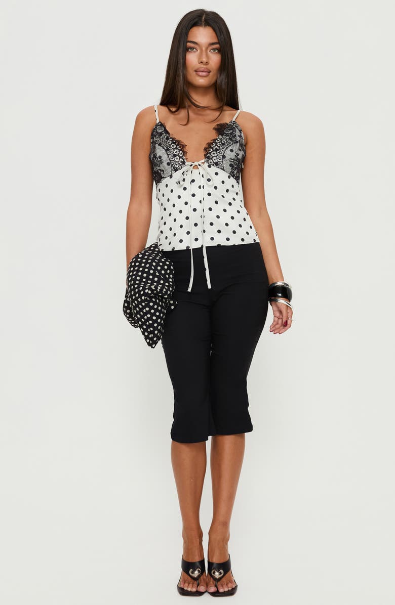 Princess Polly Jerelyn Lace Trim Camisole, Alternate, color, White Polka