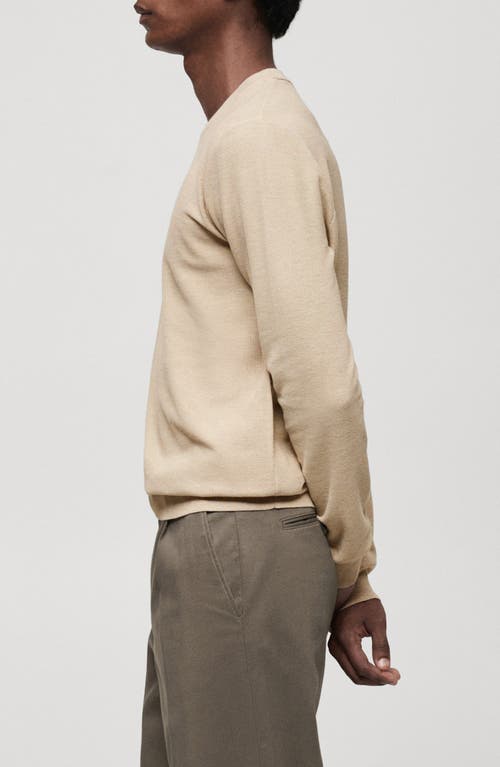 Mango Microstructure Crewneck Sweater In Sand