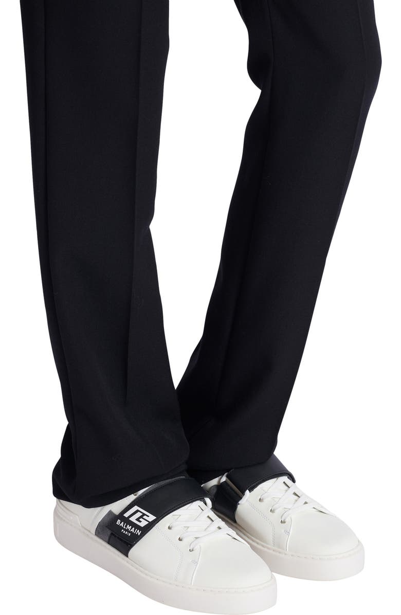 Balmain Calfskin B-Court trainers with PB tongue, Alternate, color, White