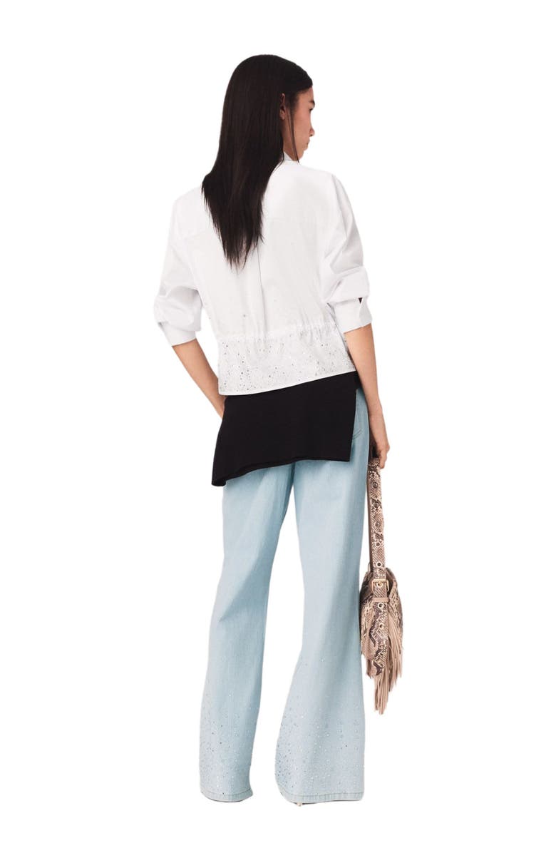 maje Cotton shirt with rhinestones, Alternate, color, White