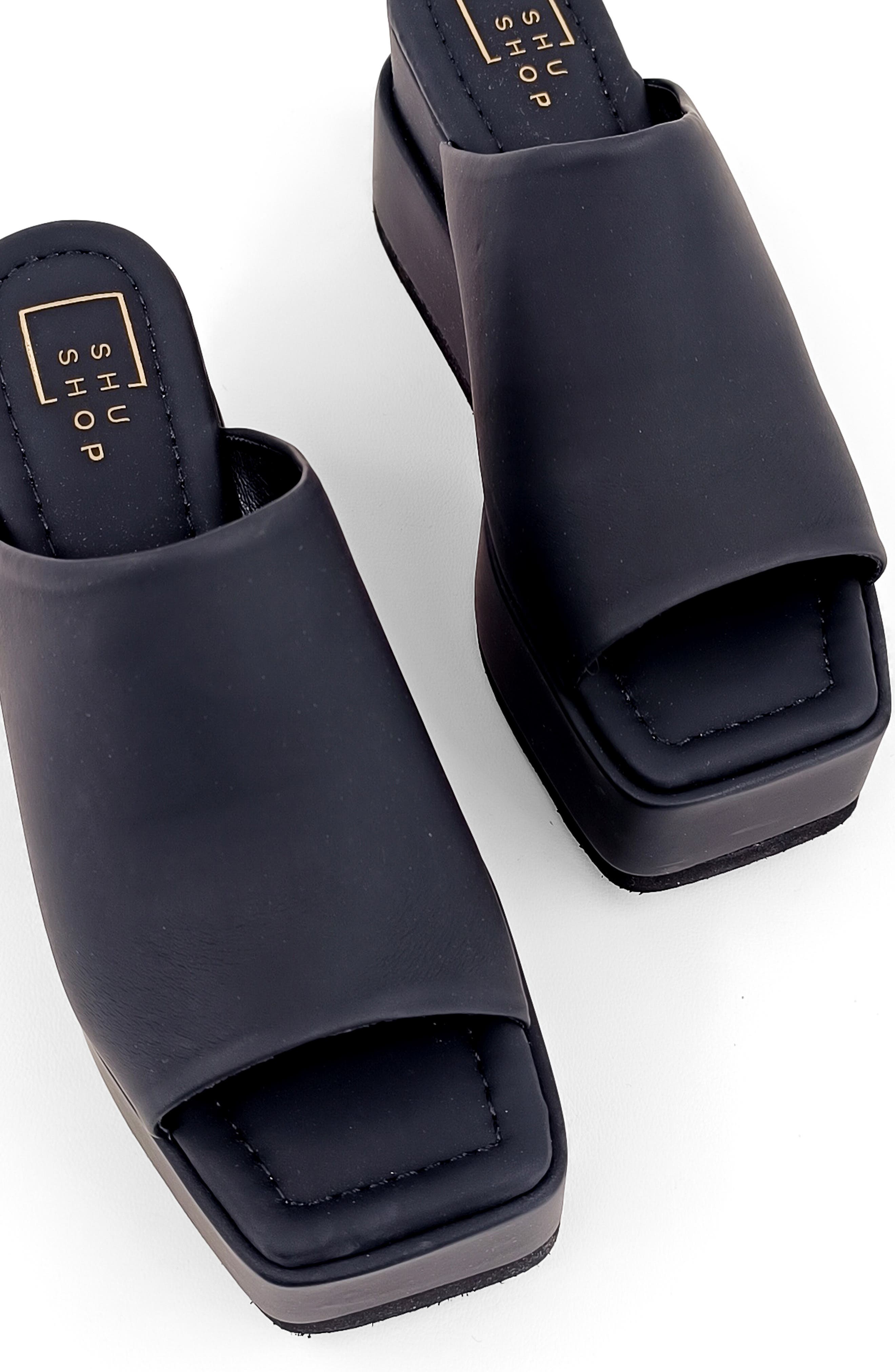 SHUSHOP Karlie Platform Slide Sandal, Alternate, color, Black