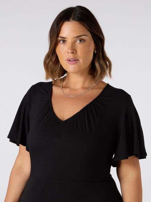 Live Unlimited Jersey V-neck Maxi Dress In Black