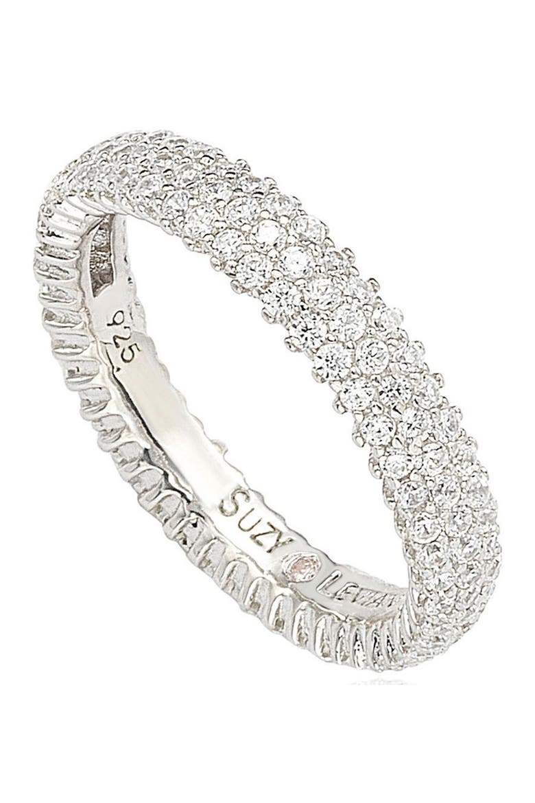 Sterling Silver Pavé Cubic Zirconia Eternity Band Ring, Main, color, WHITE