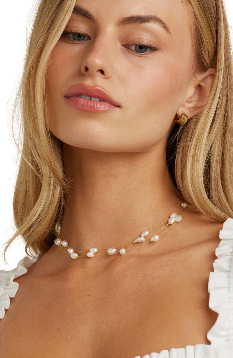 Untamed Petals Pacific Pearl Choker, Alternate, color, Gold