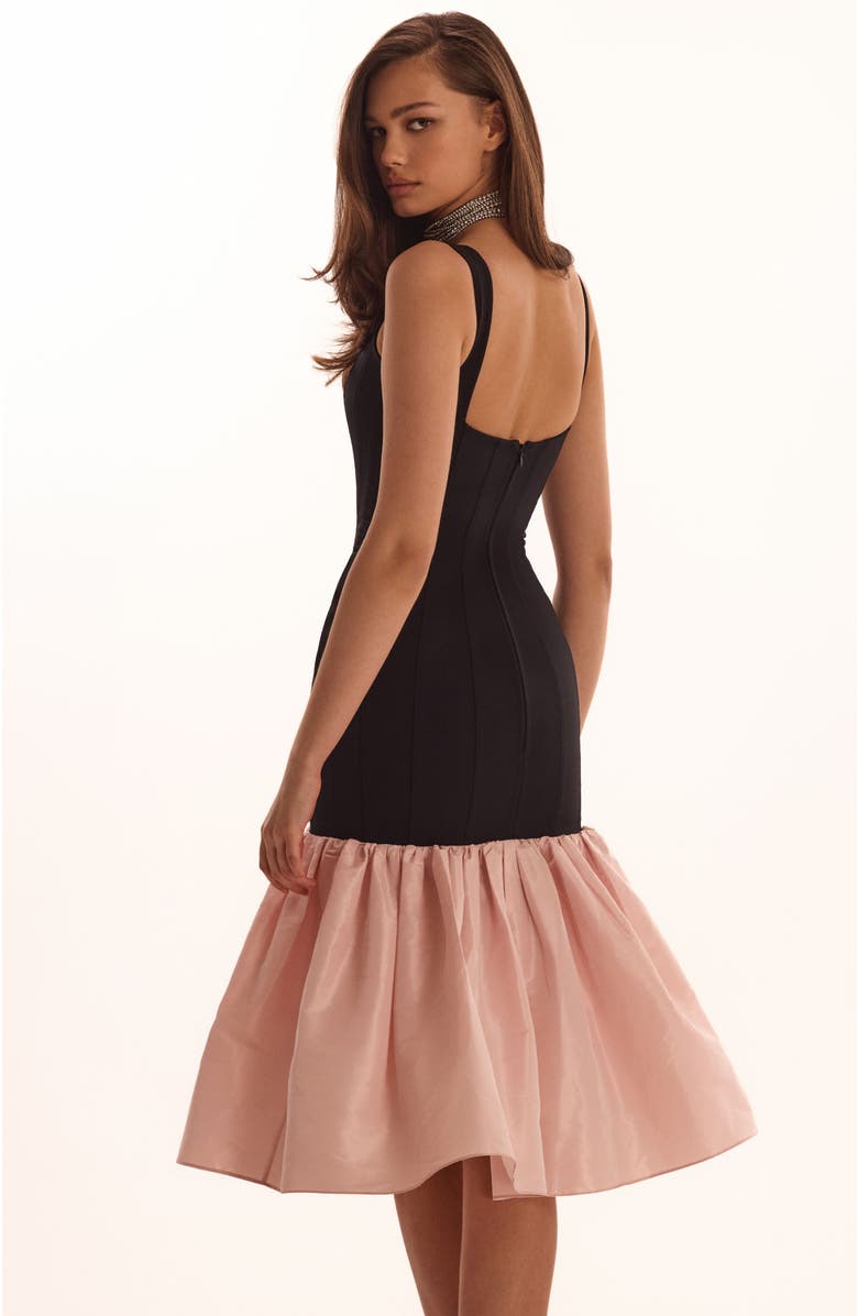Milla Fitted Formal Occasion Maxi Dress with Tiered Puffy Skirt, Alternate, color, Black&Pink