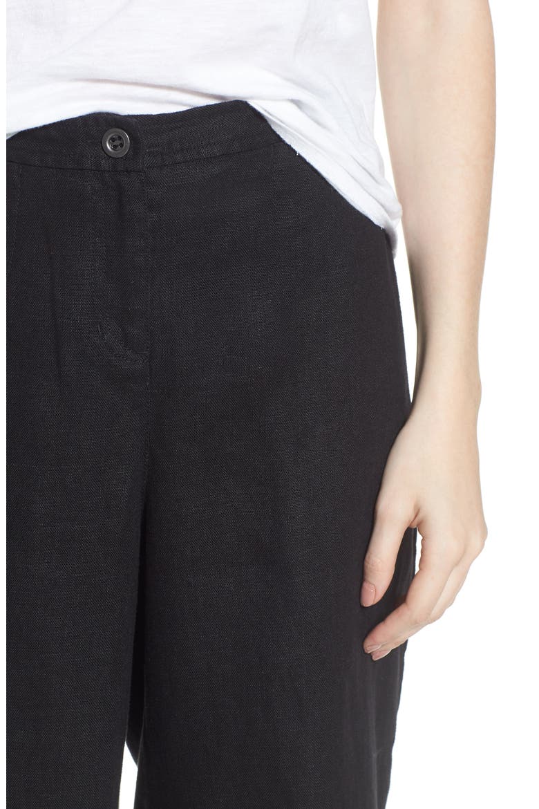 Wide Leg Organic Linen Pants, Alternate, color, BLACK
