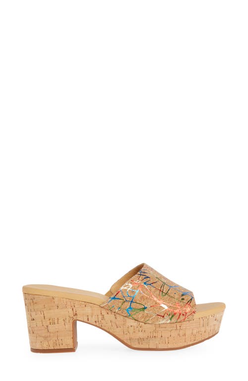 Chocolat Blu Golden Platform Sandal In Graffiti Cork