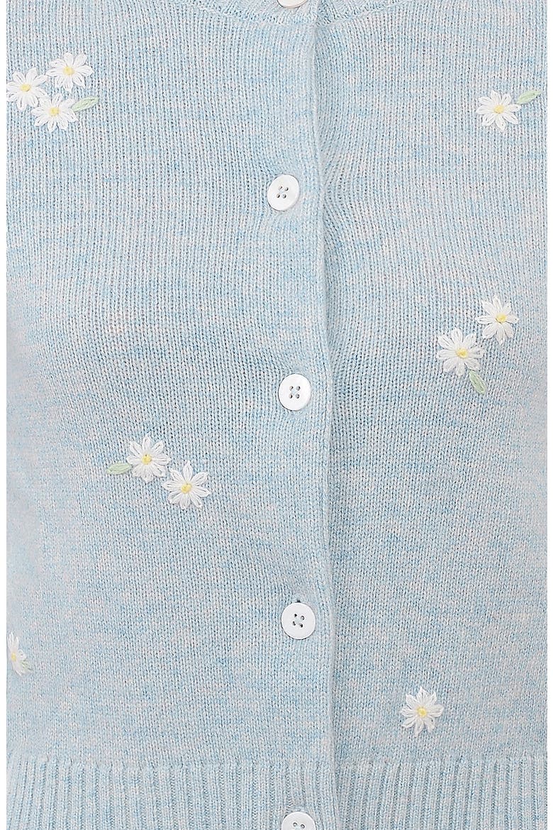 Atheia Flower Embroidered Wool Blend Cardigan, Alternate, color, ANCIENT WATER BLUE