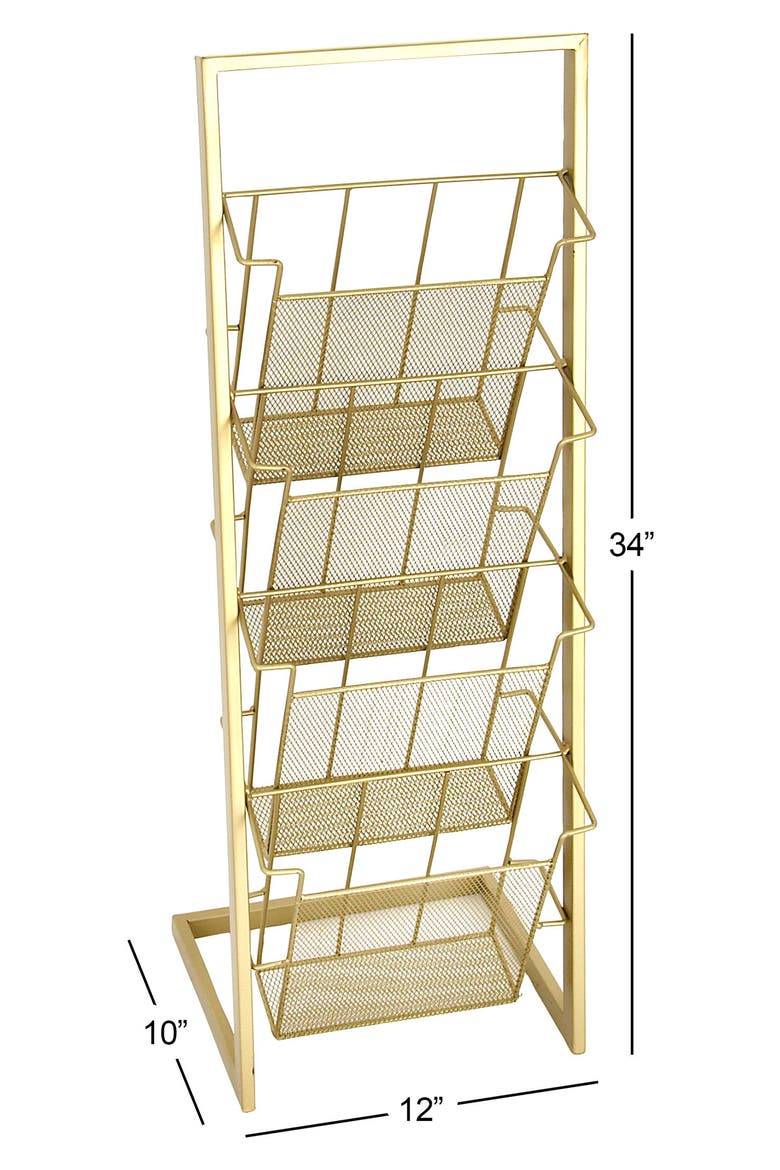 Tall Goldtone Metal 4-Slot Magazine Holder, Alternate, color, GOLD