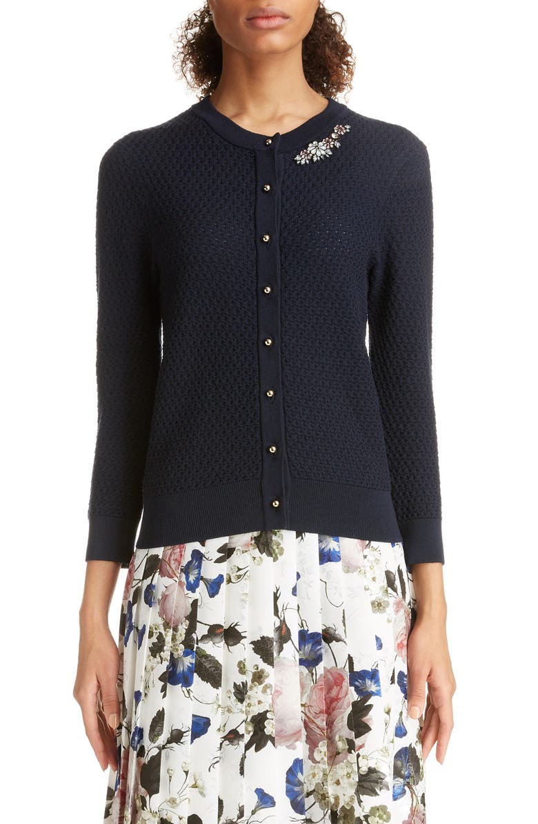 Erdem Beaded Merino Wool Cardigan, Main, color, 