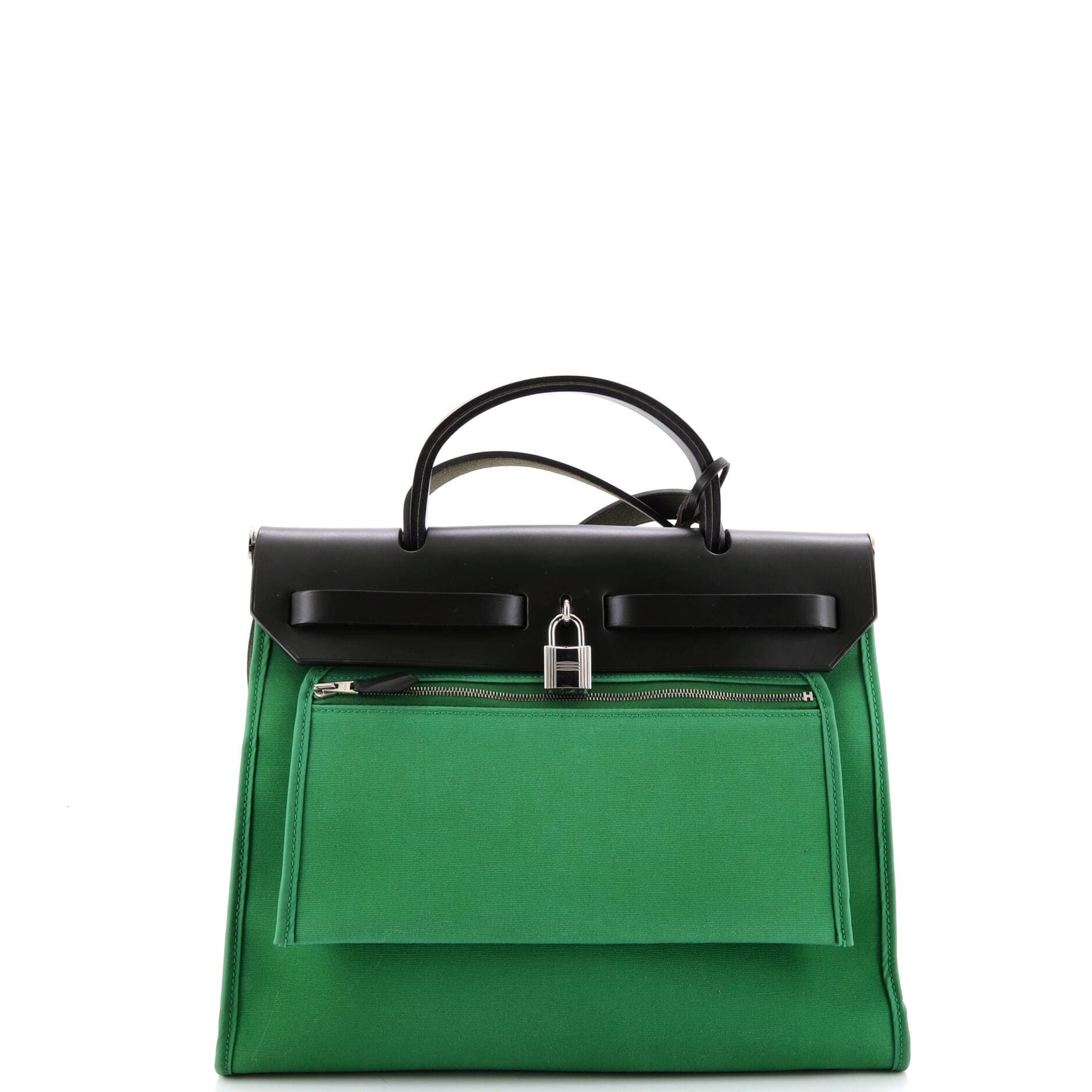 Herbag Zip Leather and Toile 31, Alternate, color, Green