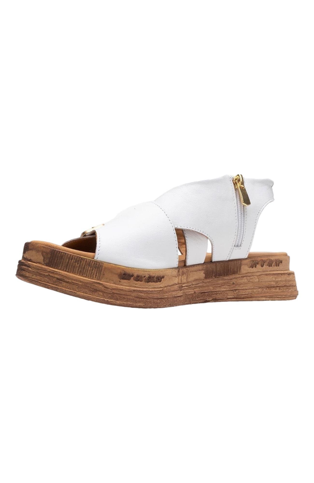 Forever & Always Shoes Levine Leather Buckled Side-Zip Sandal, Alternate, color, White Leather