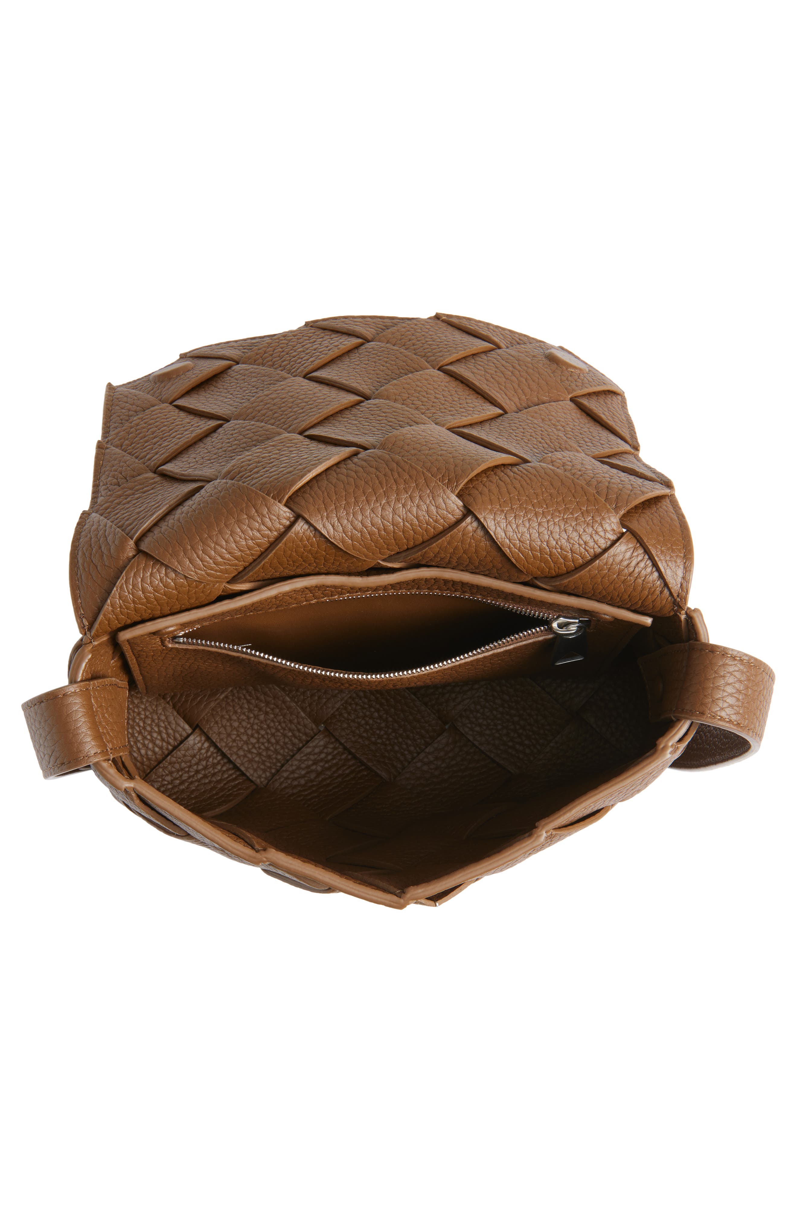 Bottega Veneta Small Intrecciato Messenger Bag, Alternate, color, Nocciola/ Silver
