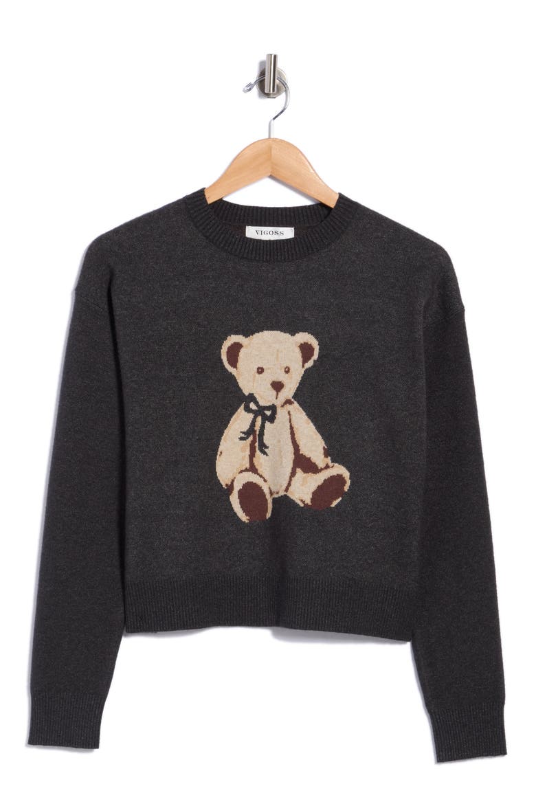 Bear Crop Sweater, Alternate, color, CHARCOAL